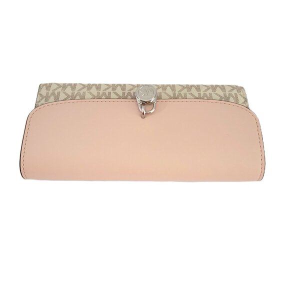 Michael Kors Hamilton Large Flap Continental Wallet MK Logo Powder Blush Multi - Picture 5 of 7